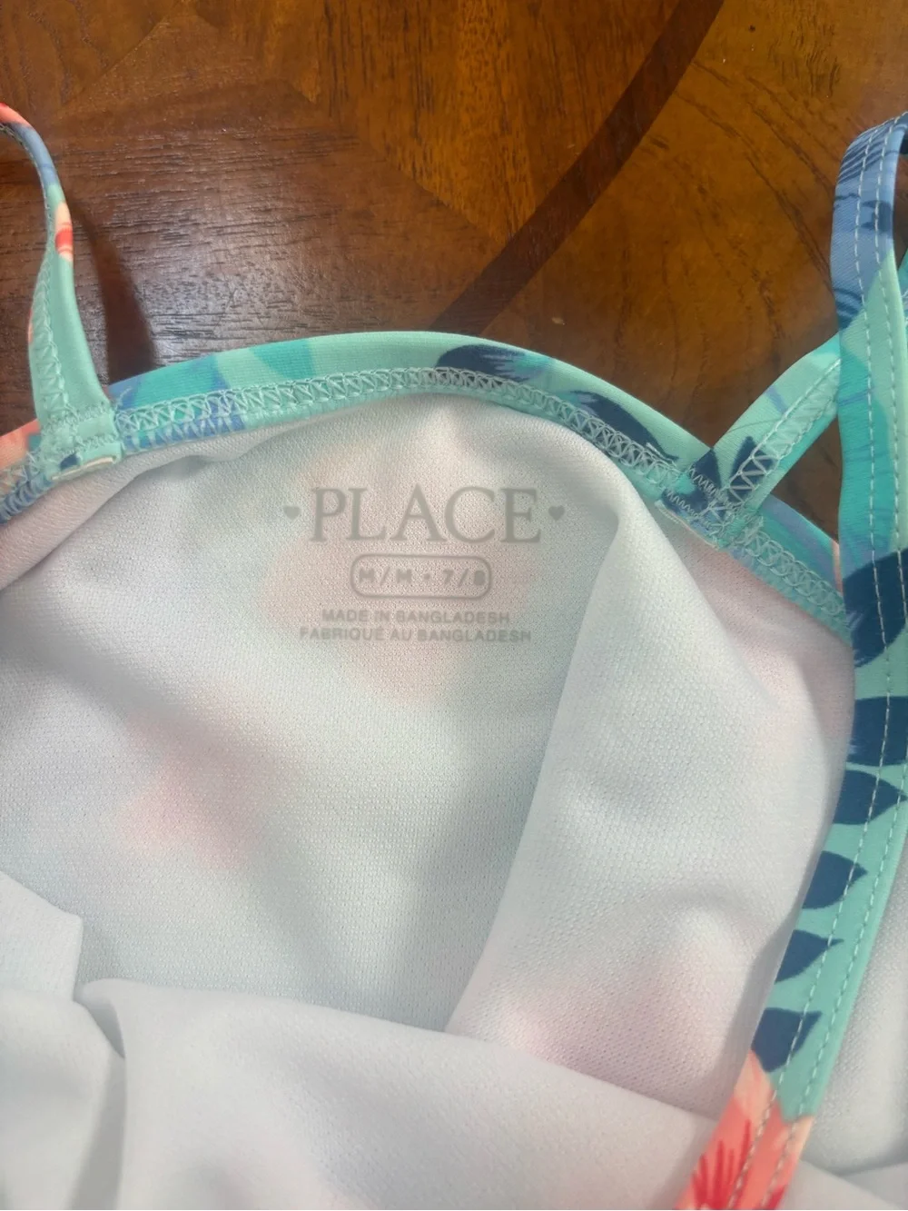 The Children's Place Aqua Floral One-Piece Swimsuit with Pink Flowers